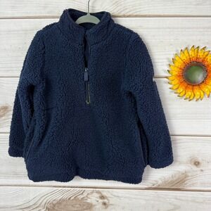 Joules Kids Quarter Zip Pullover Sherpa Fleece Jacket Navy Blue Size 4